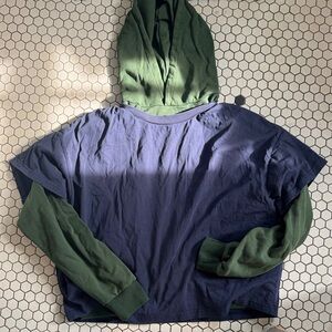 Unisex Blue and Green Layered Hoodie by the found